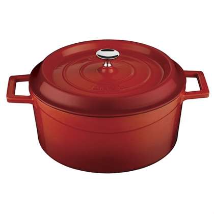 Casserole - Round, Red, 200mm from Lava. Sold in boxes of 1. Hospitality quality at wholesale price with The Flying Fork!