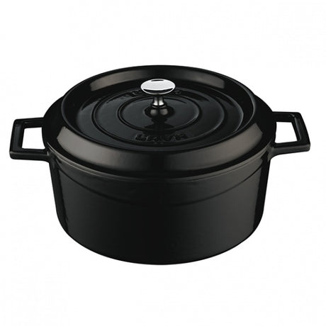 Casserole - Round, Black, 240mm from Lava. Sold in boxes of 1. Hospitality quality at wholesale price with The Flying Fork!