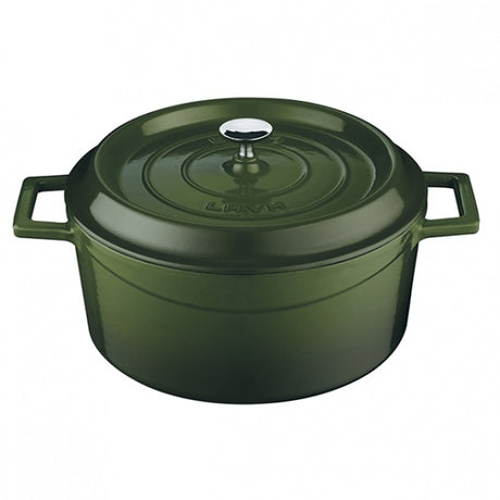 Casserole - Round, Green, 240mm from Lava. Sold in boxes of 1. Hospitality quality at wholesale price with The Flying Fork!