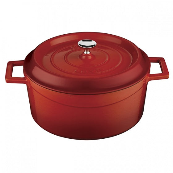 Casserole - Round, Red, 240mm from Lava. Sold in boxes of 1. Hospitality quality at wholesale price with The Flying Fork!