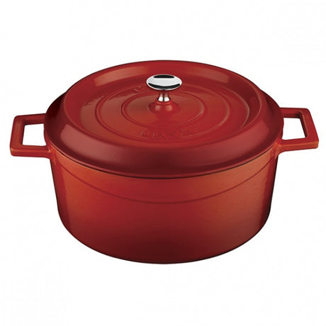 Casserole - Round, Red, 280mm from Lava. Sold in boxes of 1. Hospitality quality at wholesale price with The Flying Fork!