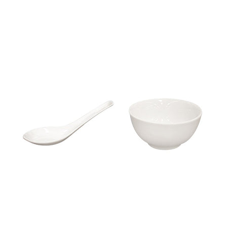 Chinese Spoon - 130mm from Basics. made out of Porcelain and sold in boxes of 12. Hospitality quality at wholesale price with The Flying Fork!