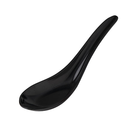 Chinese Spoon - Black, 150mm from Ryner Melamine. Sold in boxes of 48. Hospitality quality at wholesale price with The Flying Fork!