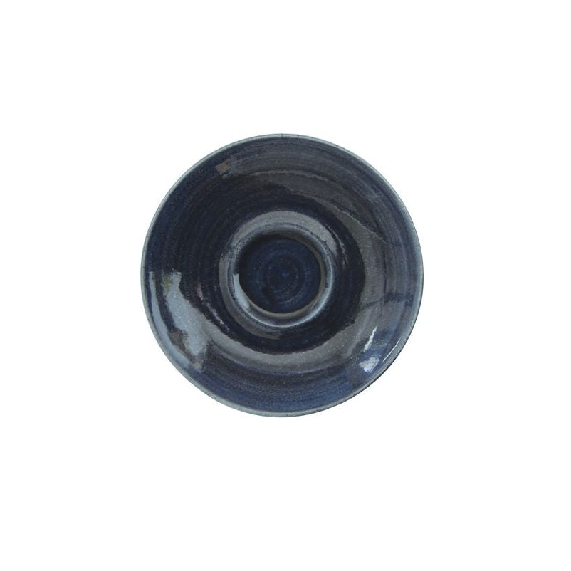 Deep blue monochrome saucer on white background
