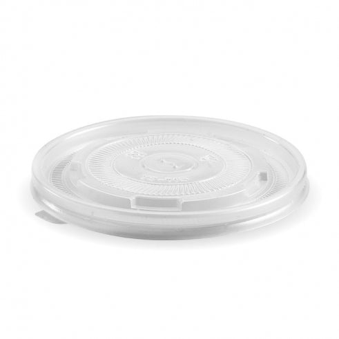 Biobowl PP Flat Lid - Clear, to fit 12,16, 32oz (Box of 1000) from BioPak. Compostable, made out of Paper and Bioplastic and sold in boxes of 1. Hospitality quality at wholesale price with The Flying Fork!