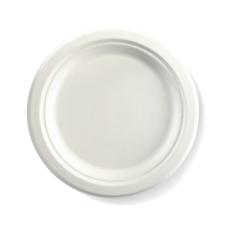 Compostable Plate - 22cm, Biocane (Pack of 125) from BioPak. Compostable, made out of Sugarcane Pulp and sold in boxes of 1. Hospitality quality at wholesale price with The Flying Fork!