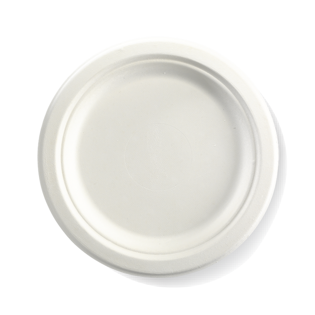 Compostable Plate - 22cm, Biocane (Pack of 125) from BioPak. Compostable, made out of Sugarcane Pulp and sold in boxes of 1. Hospitality quality at wholesale price with The Flying Fork!
