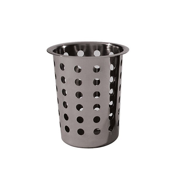 stainless steel cutlery holder on white background