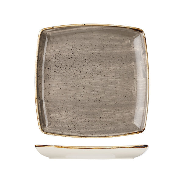 Deep Square Plate - 268mm, Peppercorn grey, Stonecast from Churchill. Vitrified, made out of Porcelain and sold in boxes of 3. Hospitality quality at wholesale price with The Flying Fork!