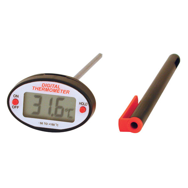 Digital Thermometer - Oval Head from CaterChef. Sold in boxes of 1. Hospitality quality at wholesale price with The Flying Fork!