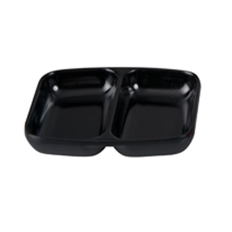 Divided Dish - Black, 85 x 70mm from Ryner Melamine. Sold in boxes of 24. Hospitality quality at wholesale price with The Flying Fork!