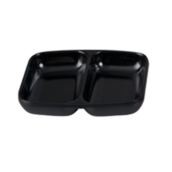 Divided Dish - Black, 85 x 70mm from Ryner Melamine. Sold in boxes of 24. Hospitality quality at wholesale price with The Flying Fork!