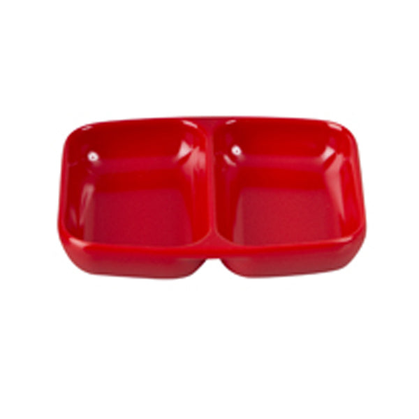 Divided Dish - Red, 85 x 70mm from Ryner Melamine. Sold in boxes of 24. Hospitality quality at wholesale price with The Flying Fork!