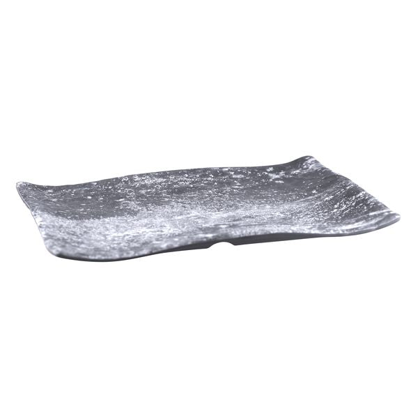 Extra-Large Rectangular Weathered Pewter Platter, 400x280mm from Cheforward. Sold in boxes of 5. Hospitality quality at wholesale price with The Flying Fork!