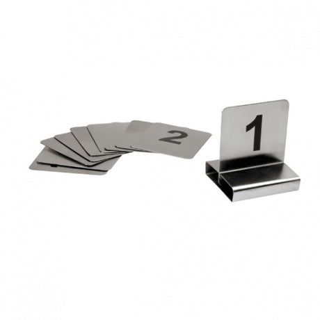 Flat Table Numbers - S-S, Set 1 - 10 from TheFlyingFork. Sold in boxes of 1. Hospitality quality at wholesale price with The Flying Fork! 