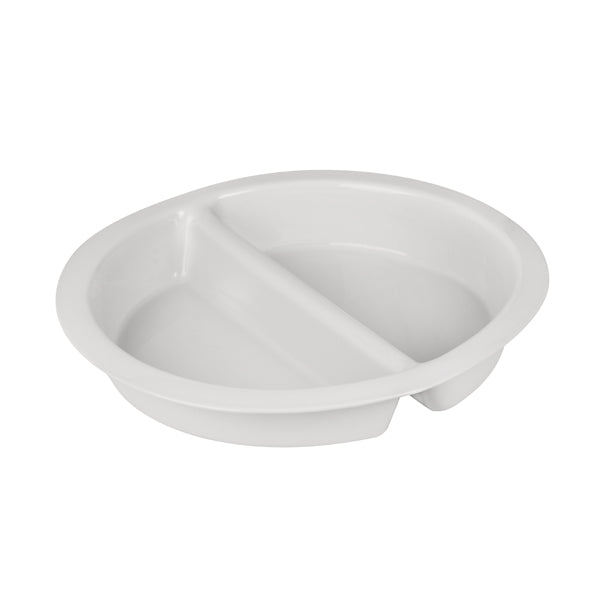 Food Pan - Round, White, 1 Divider, 380mm from Ryner Tableware. made out of Porcelain and sold in boxes of 1. Hospitality quality at wholesale price with The Flying Fork!
