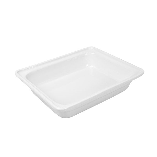 Food Pan - White, 1-2 Size 65mm from Ryner Tableware. made out of Porcelain and sold in boxes of 2. Hospitality quality at wholesale price with The Flying Fork!