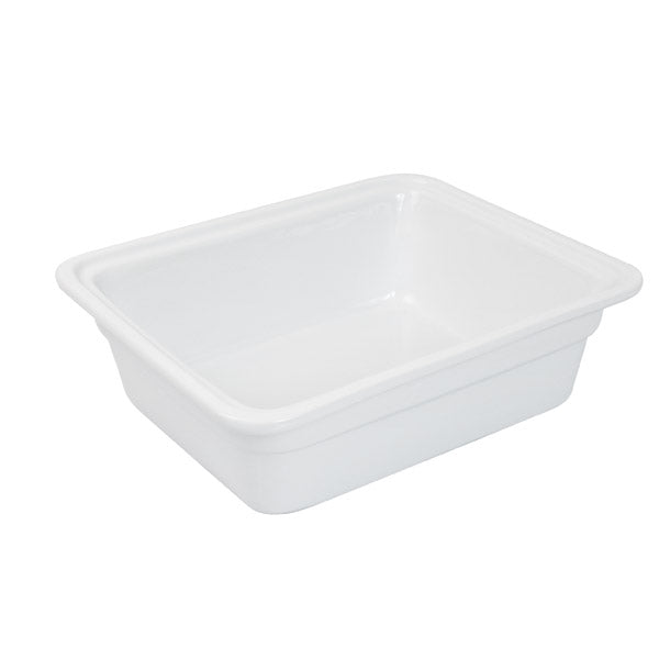 Food Pan - White, 1-2 Size 100mm from Ryner Tableware. made out of Porcelain and sold in boxes of 2. Hospitality quality at wholesale price with The Flying Fork!