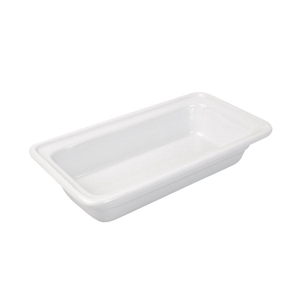 Food Pan - White, 1-3 Size 65mm from Ryner Tableware. made out of Porcelain and sold in boxes of 2. Hospitality quality at wholesale price with The Flying Fork!