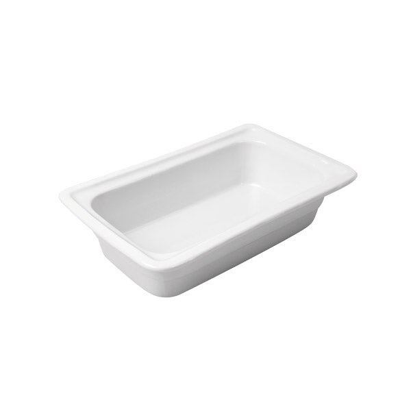 Food Pan - White, 1-4 Size 65mm from Ryner Tableware. made out of Porcelain and sold in boxes of 3. Hospitality quality at wholesale price with The Flying Fork!