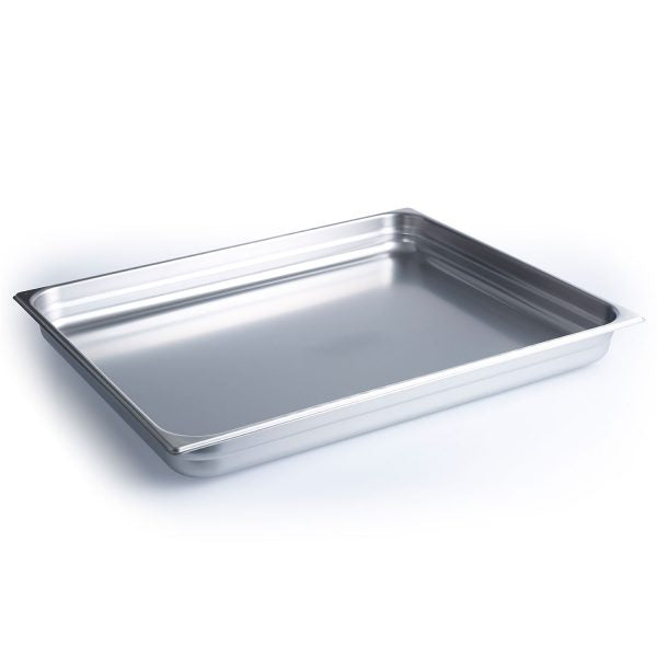 Gastronorm Pan - size 2-1, 65mm, 18000ml from Chef Inox. made out of Stainless Steel and sold in boxes of 5. Hospitality quality at wholesale price with The Flying Fork!