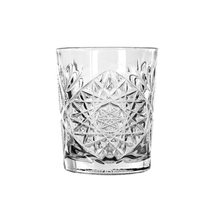 Clear crystal cut glass on white background