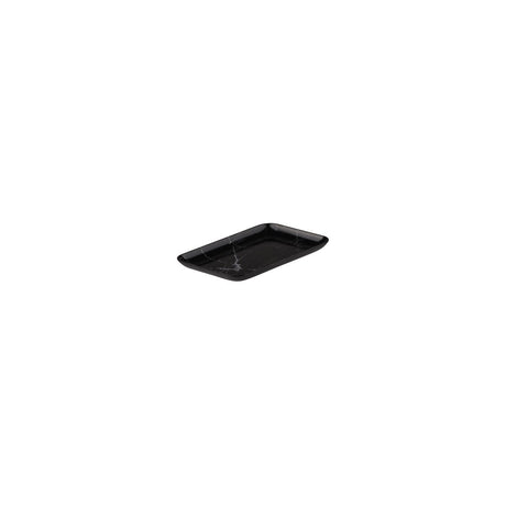 Rectangular Platter, 205 x 140mm, Coupe, Melamine - Black Marble from Ryner Melamine. Sold in boxes of 12. Hospitality quality at wholesale price with The Flying Fork!