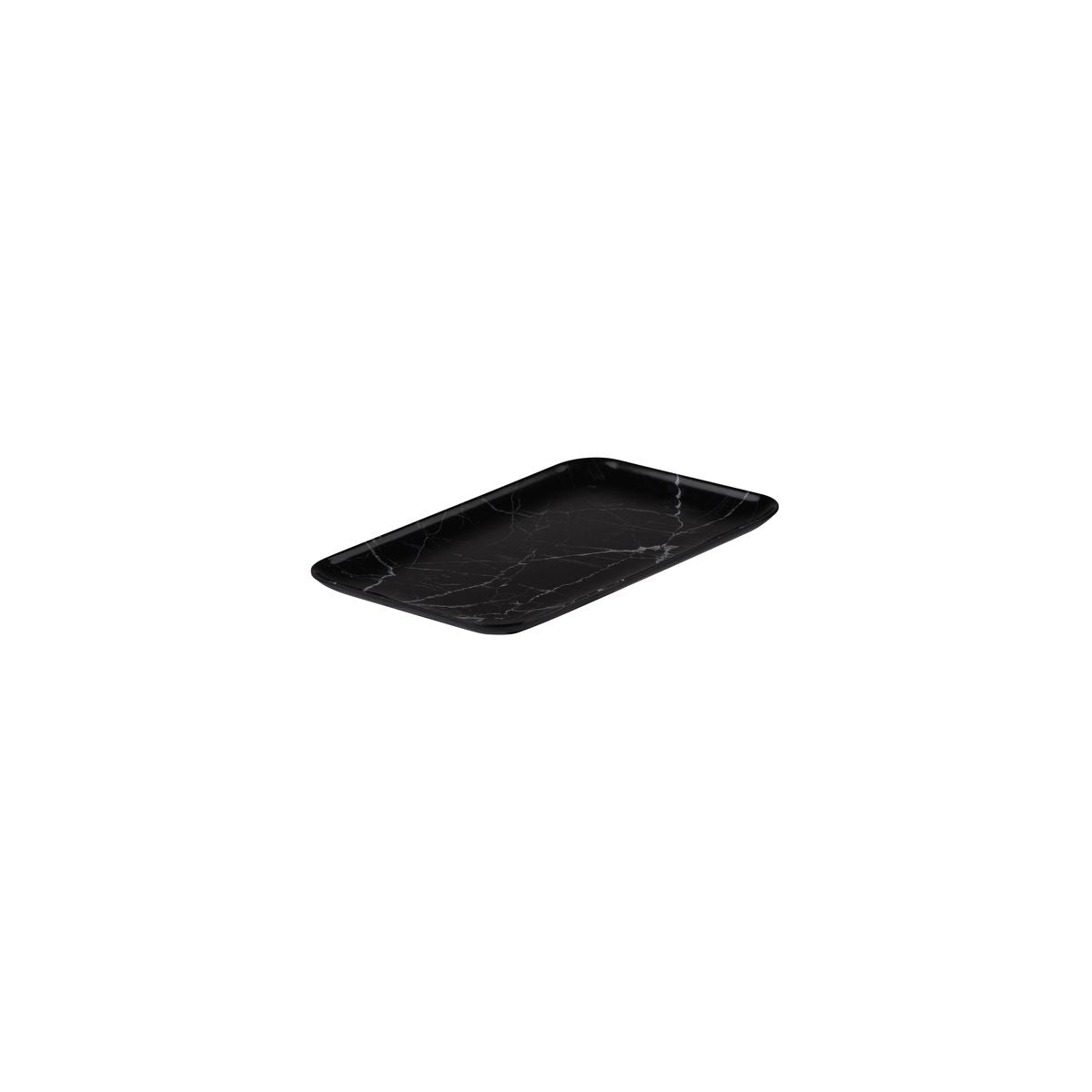 Rectangular Platter, 290 x 200mm, Coupe, Melamine - Black Marble from Ryner Melamine. Sold in boxes of 12. Hospitality quality at wholesale price with The Flying Fork!