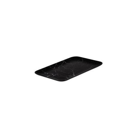 Rectangular Platter, 330 x 230mm, Coupe, Melamine - Black Marble from Ryner Melamine. Sold in boxes of 6. Hospitality quality at wholesale price with The Flying Fork!