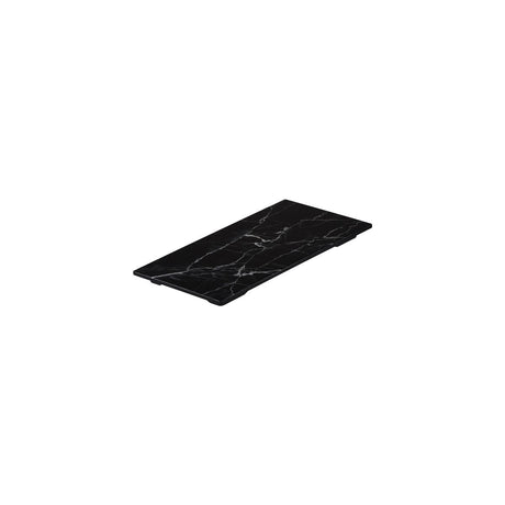 Flat Rectangular Platter, 325 x 176mm, Melamine - Black Marble from Ryner Melamine. Sold in boxes of 3. Hospitality quality at wholesale price with The Flying Fork!