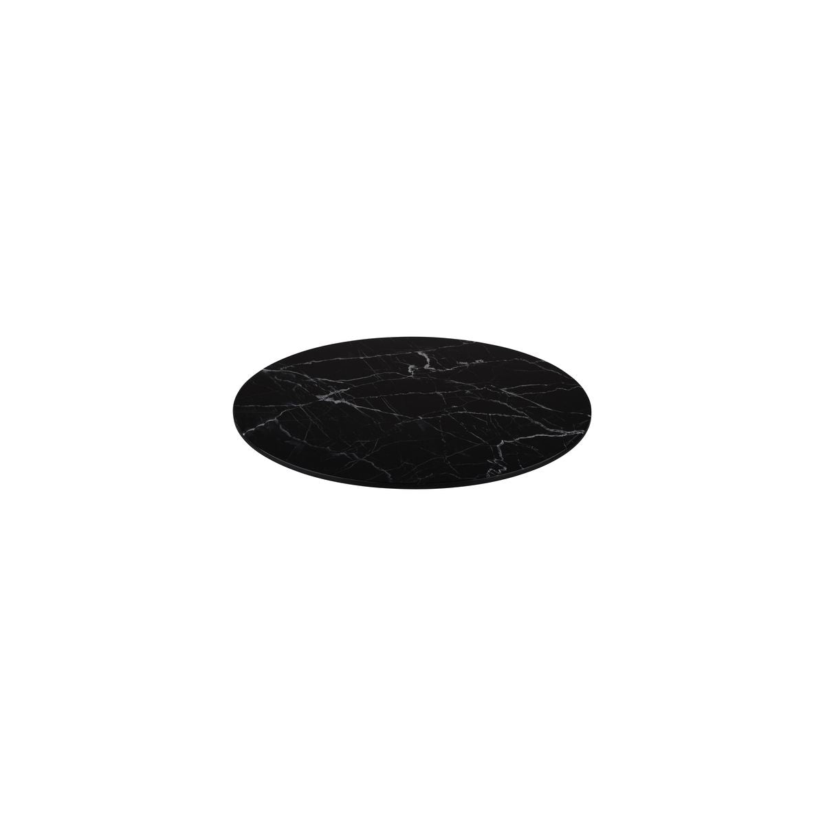 Flat Round Platter, 330mm, Melamine - Black Marble from Ryner Melamine. Sold in boxes of 3. Hospitality quality at wholesale price with The Flying Fork!