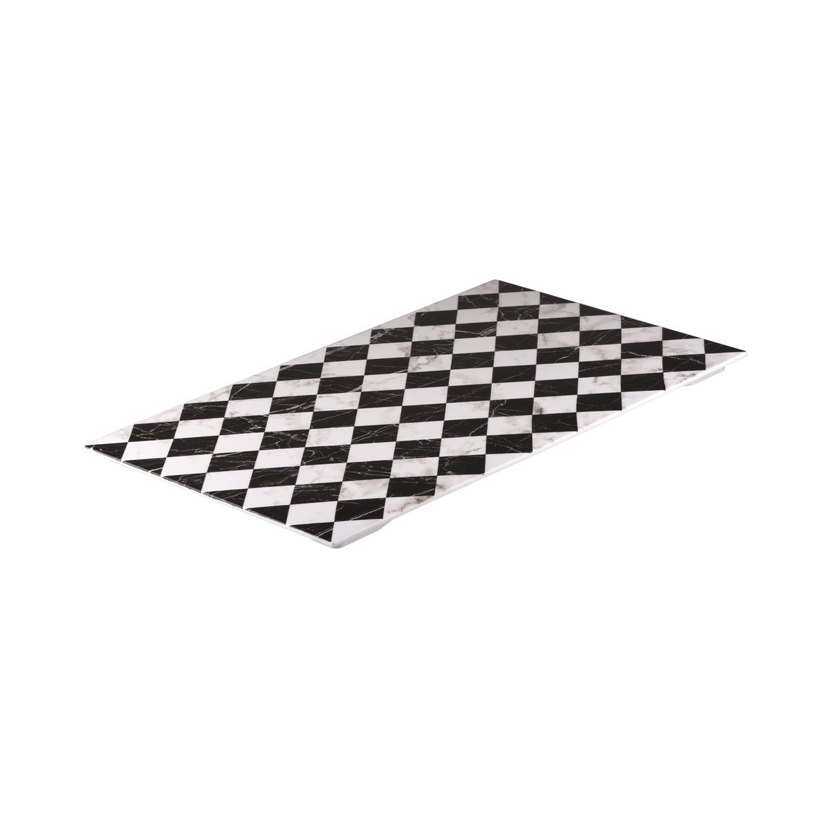 Flat Rectangular Platter, 530 x 325mm, Melamine - Checkered from Ryner Melamine. Sold in boxes of 3. Hospitality quality at wholesale price with The Flying Fork!