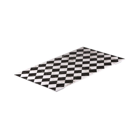 Flat Rectangular Platter, 530 x 325mm, Melamine - Checkered from Ryner Melamine. Sold in boxes of 3. Hospitality quality at wholesale price with The Flying Fork!
