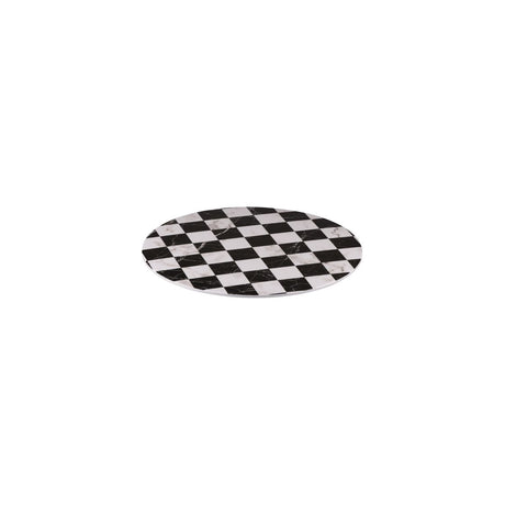 Flat Round Platter, 330mm, Melamine - Checkered from Ryner Melamine. Sold in boxes of 3. Hospitality quality at wholesale price with The Flying Fork!