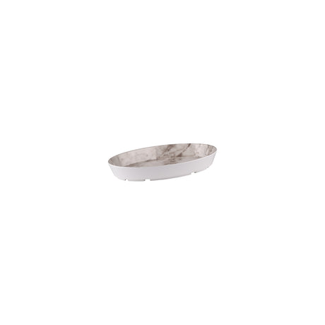 Oval Dish, 265 x 162 x 40mm, Melamine - White Marble from Ryner Melamine. Sold in boxes of 12. Hospitality quality at wholesale price with The Flying Fork!