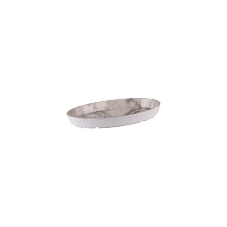 Oval Dish, 325 x 200 x 40mm, Melamine - White Marble from Ryner Melamine. Sold in boxes of 12. Hospitality quality at wholesale price with The Flying Fork!
