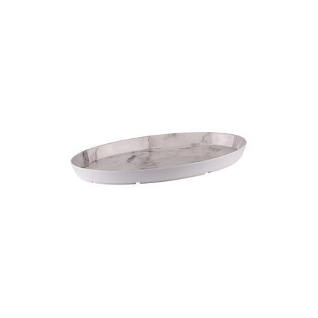 Oval Dish, 425 x 265 x 40mm, Melamine - White Marble from Ryner Melamine. Sold in boxes of 12. Hospitality quality at wholesale price with The Flying Fork!