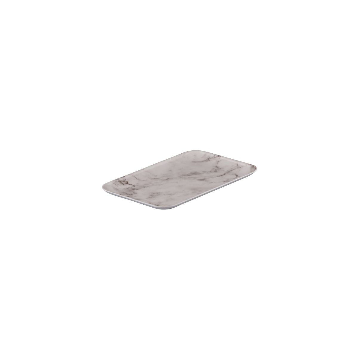 Rectangular Platter, 290 x 200mm, Coupe, Melamine - White Marble from Ryner Melamine. Sold in boxes of 12. Hospitality quality at wholesale price with The Flying Fork!