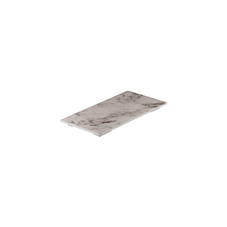 Flat Rectangular Platter, 325 x 176mm, Melamine - White Marble from Ryner Melamine. Sold in boxes of 3. Hospitality quality at wholesale price with The Flying Fork!