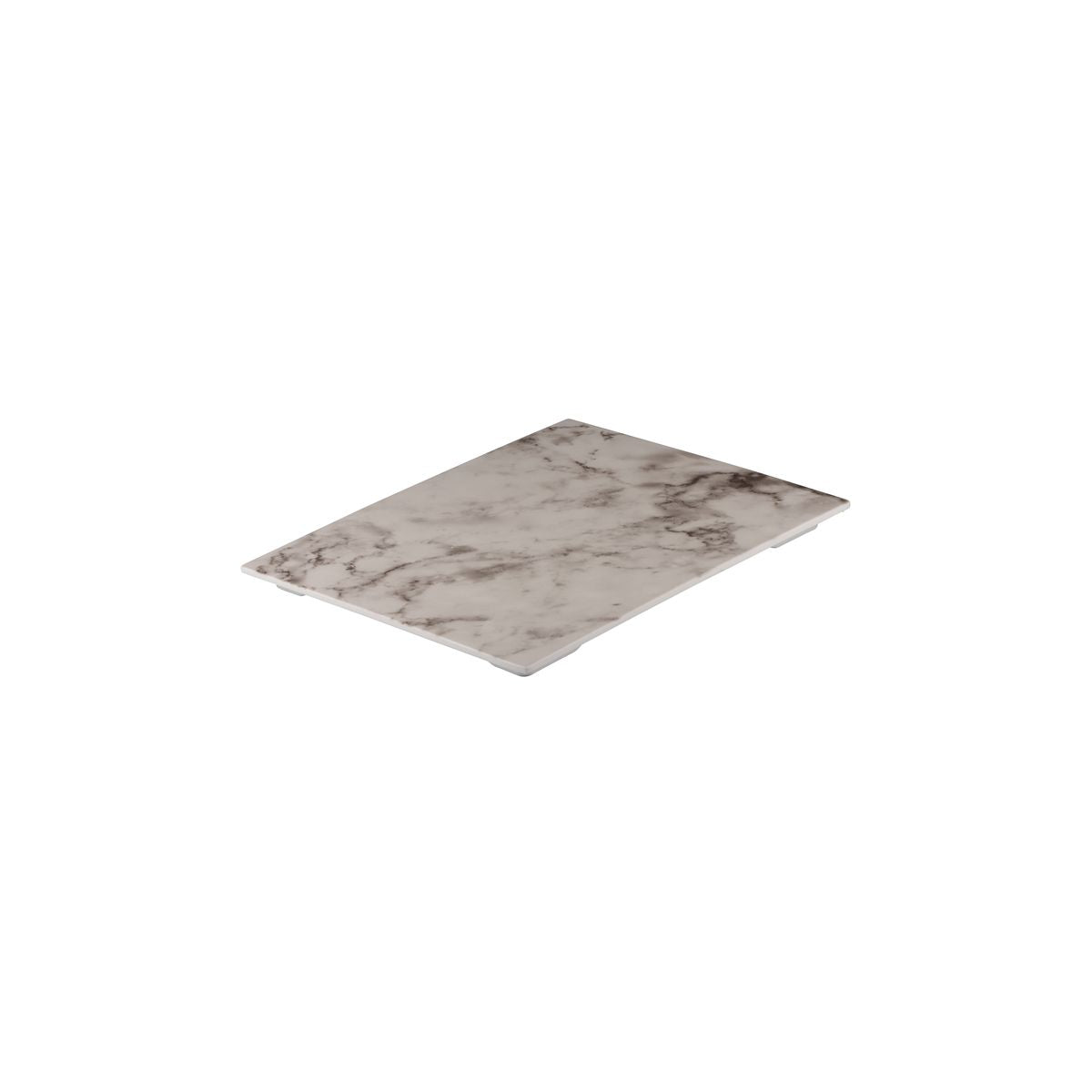 Flat Rectangular Platter, 325 x 265mm, Melamine - White Marble from Ryner Melamine. Sold in boxes of 3. Hospitality quality at wholesale price with The Flying Fork!