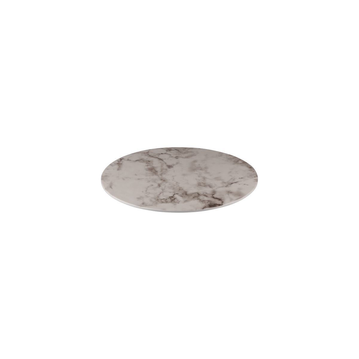 Flat Round Platter, 330mm, Melamine - White Marble from Ryner Melamine. Sold in boxes of 3. Hospitality quality at wholesale price with The Flying Fork!