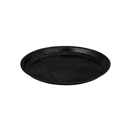 Round Tray, 300mm - Black Woven Wood from Trenton. Sold in boxes of 12. Hospitality quality at wholesale price with The Flying Fork!