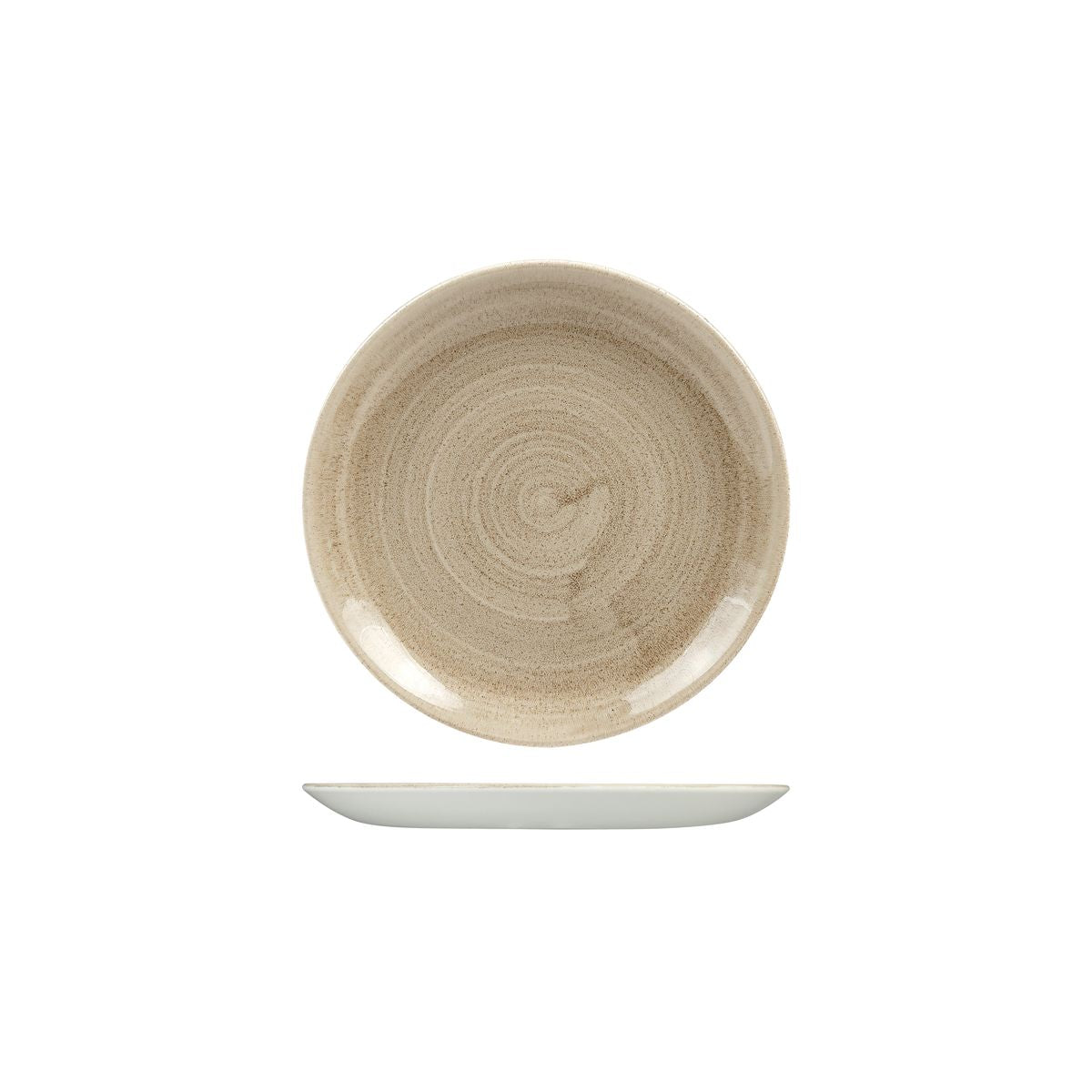 Round Plate - Coupe, 165mm, Patina Taupe from Churchill. Vitrified, made out of Porcelain and sold in boxes of 12. Hospitality quality at wholesale price with The Flying Fork!