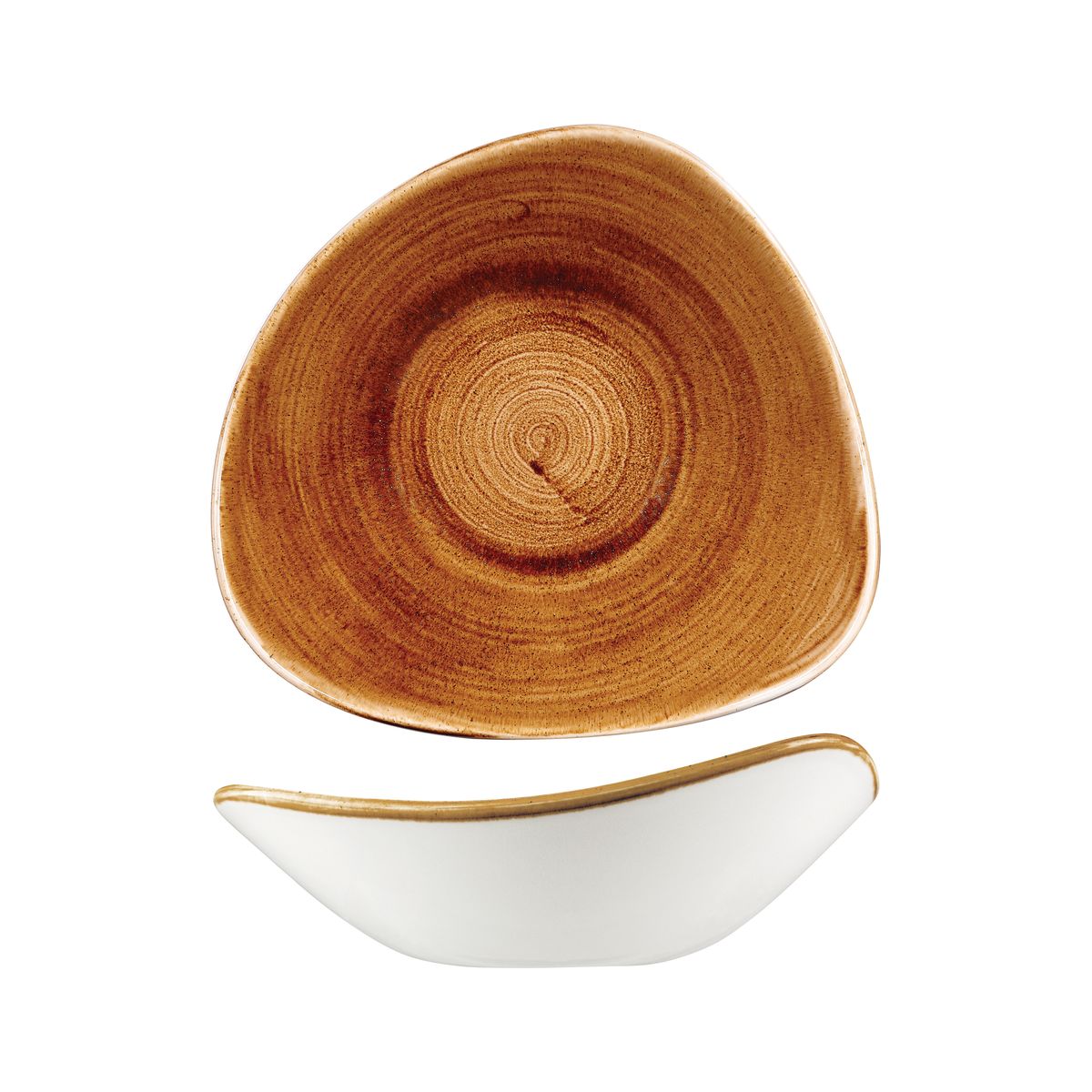 Bowl - Triangular, 235mm, Patina Copper from Churchill. made out of Porcelain and sold in boxes of 12. Hospitality quality at wholesale price with The Flying Fork!