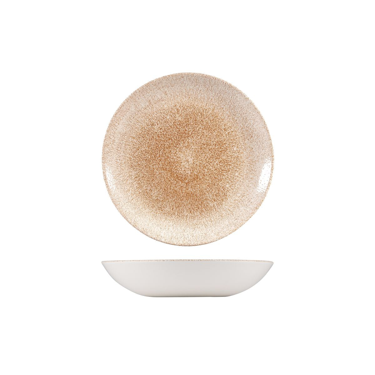 Bowl - Coupe, 182mm, Raku Garnet Orange from Churchill. Textured, made out of Porcelain and sold in boxes of 6. Hospitality quality at wholesale price with The Flying Fork!