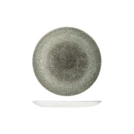 Round Plate - Coupe, 217mm, Raku Quartz Black from Churchill. Textured, made out of Porcelain and sold in boxes of 6. Hospitality quality at wholesale price with The Flying Fork!