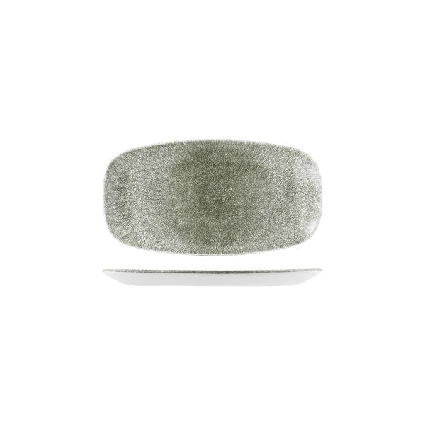 Oblong Chefs Plate - 298 x 153mm, Raku Quartz Black from Churchill. Textured, made out of Porcelain and sold in boxes of 6. Hospitality quality at wholesale price with The Flying Fork!