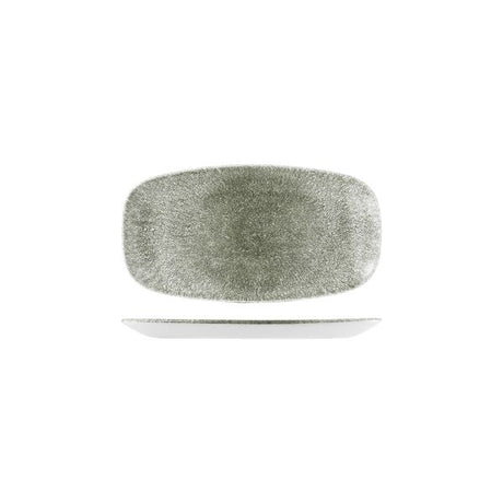 Oblong Chefs Plate - 298 x 153mm, Raku Quartz Black from Churchill. Textured, made out of Porcelain and sold in boxes of 6. Hospitality quality at wholesale price with The Flying Fork!