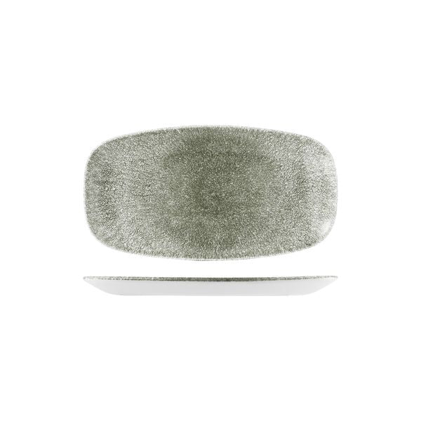 Oblong Chefs Plate - 355 x 189mm, Raku Quartz Black from Churchill. Textured, made out of Porcelain and sold in boxes of 3. Hospitality quality at wholesale price with The Flying Fork!