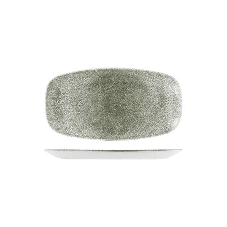 Oblong Chefs Plate - 355 x 189mm, Raku Quartz Black from Churchill. Textured, made out of Porcelain and sold in boxes of 3. Hospitality quality at wholesale price with The Flying Fork!